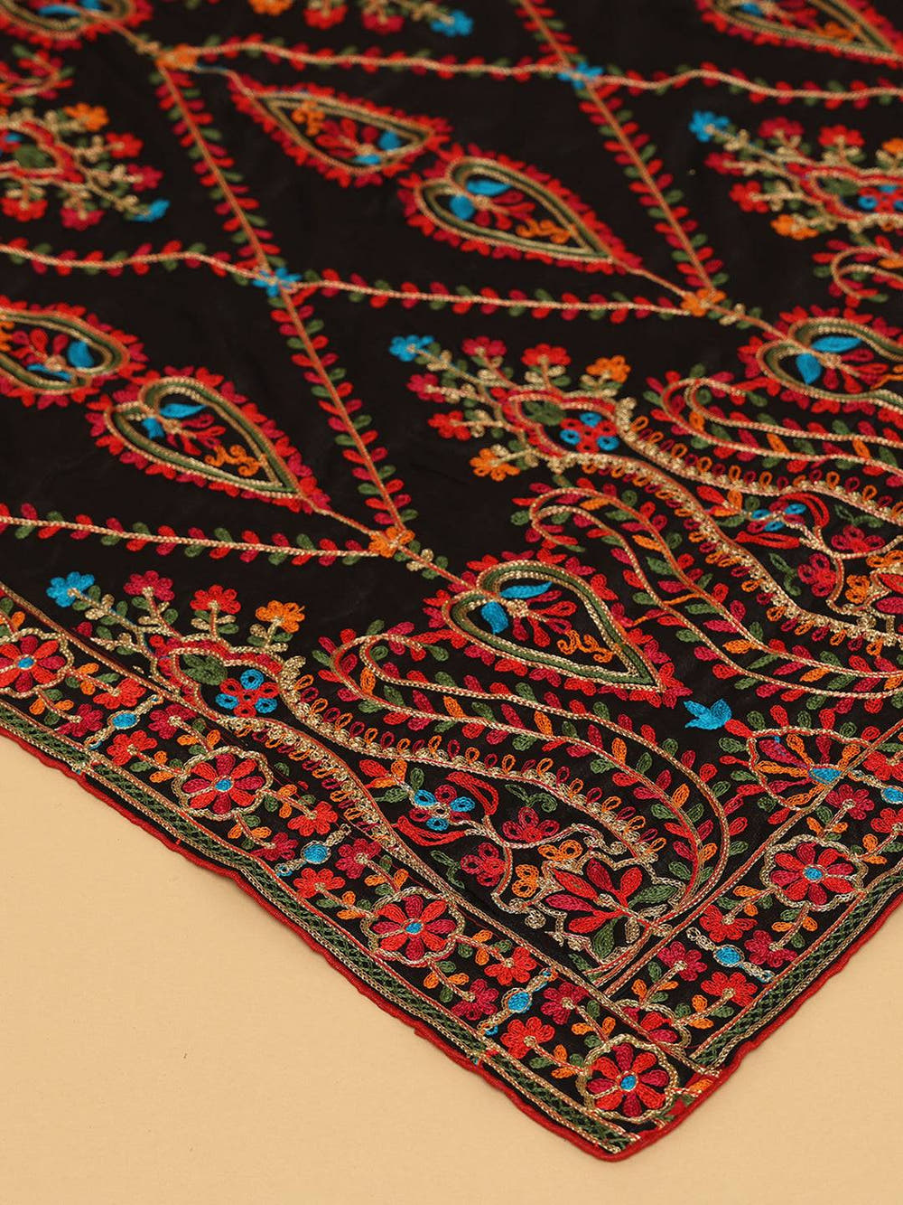 Black Geometric Zigzag Pashmina Dupatta