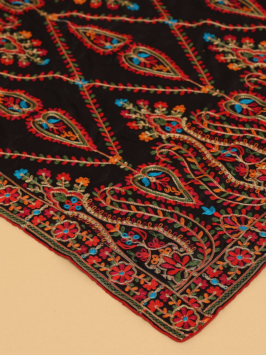 Black Geometric Zigzag Pashmina Dupatta