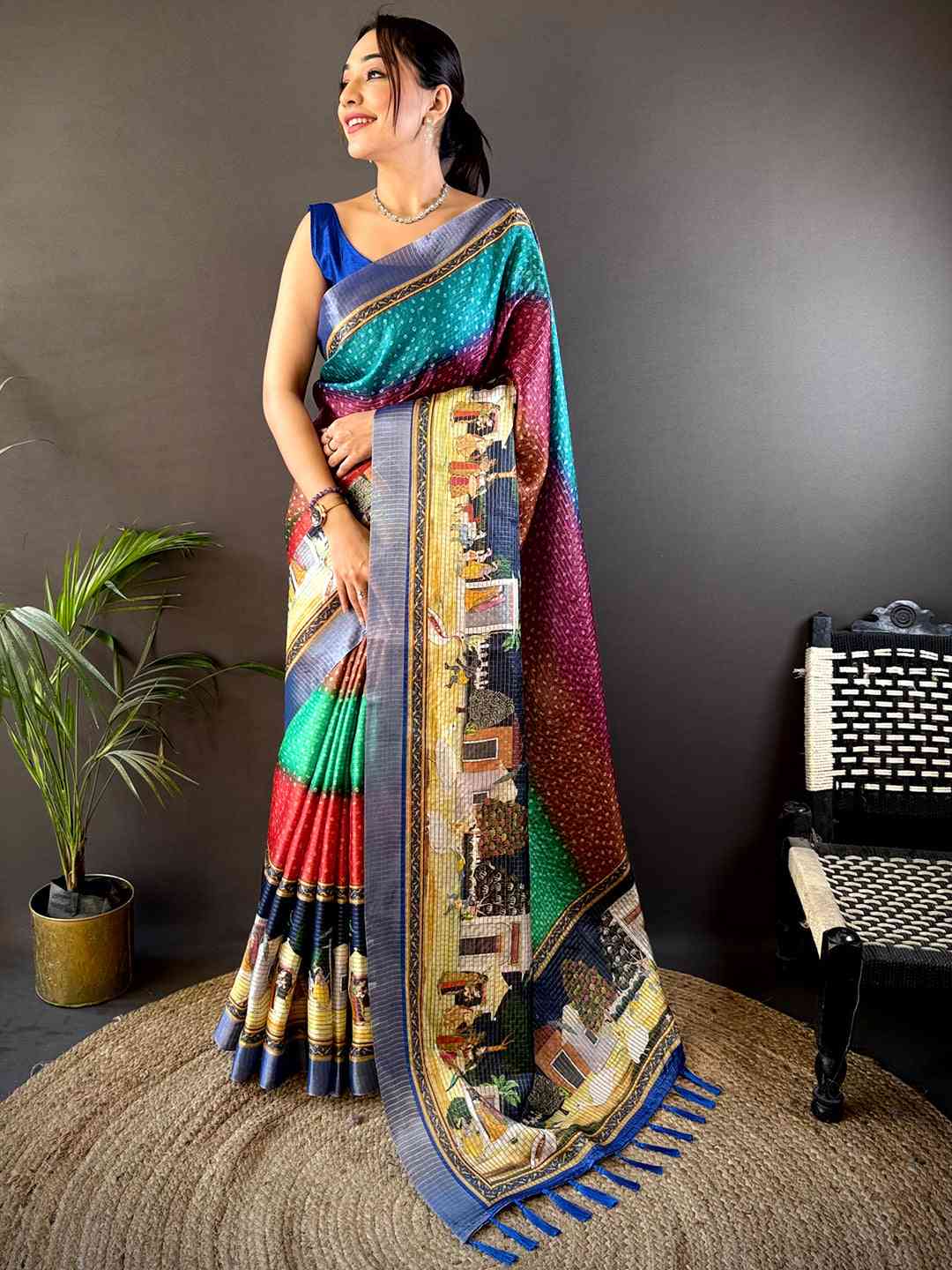 Heritage Silk Blend Bandhani Print Saree