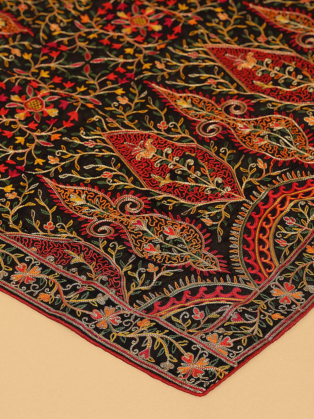 Black Olive Floral Paisley Pashmina Dupatta