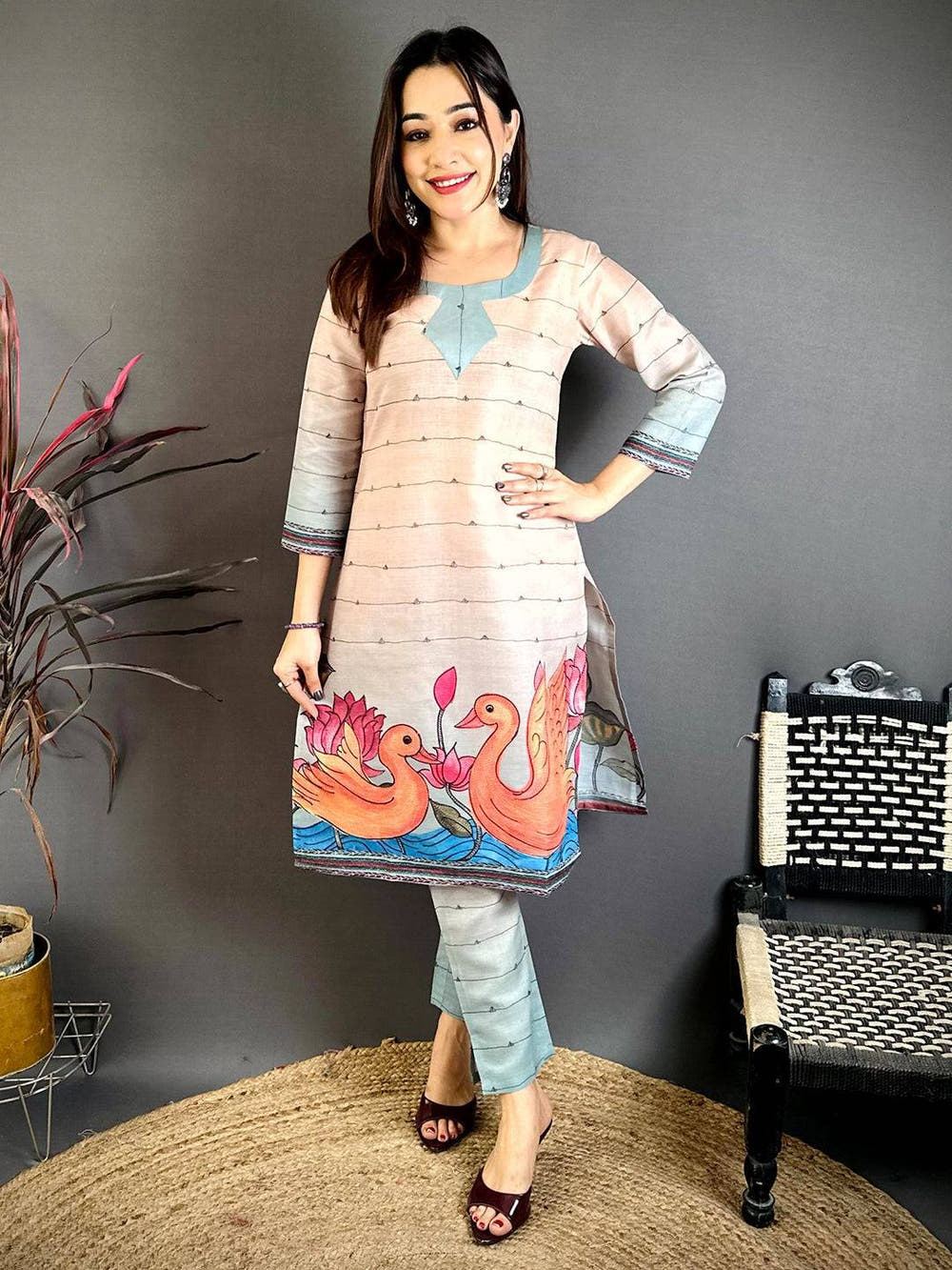 Elegant Kantha Work Mul Cotton Kurti