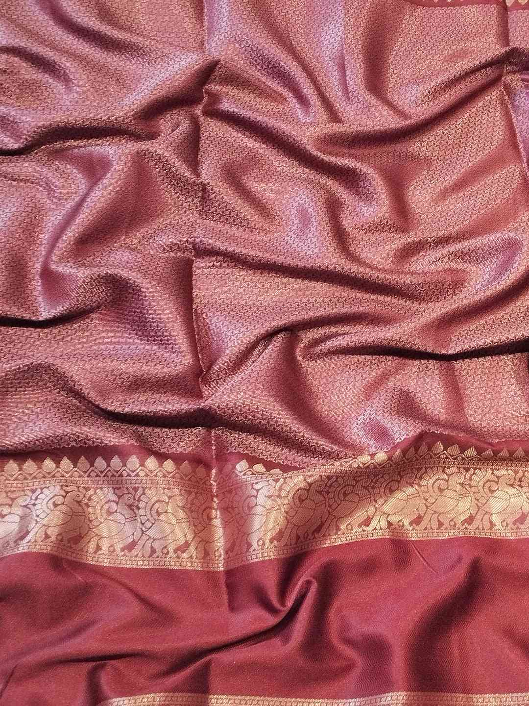 Off White Colour Double Border Chex Weaving Banarasi Soft Silk Saree