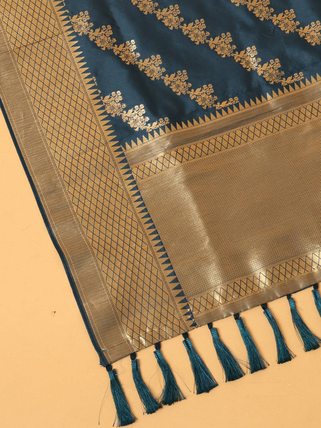 Teal Colour Woven Design Dupatta