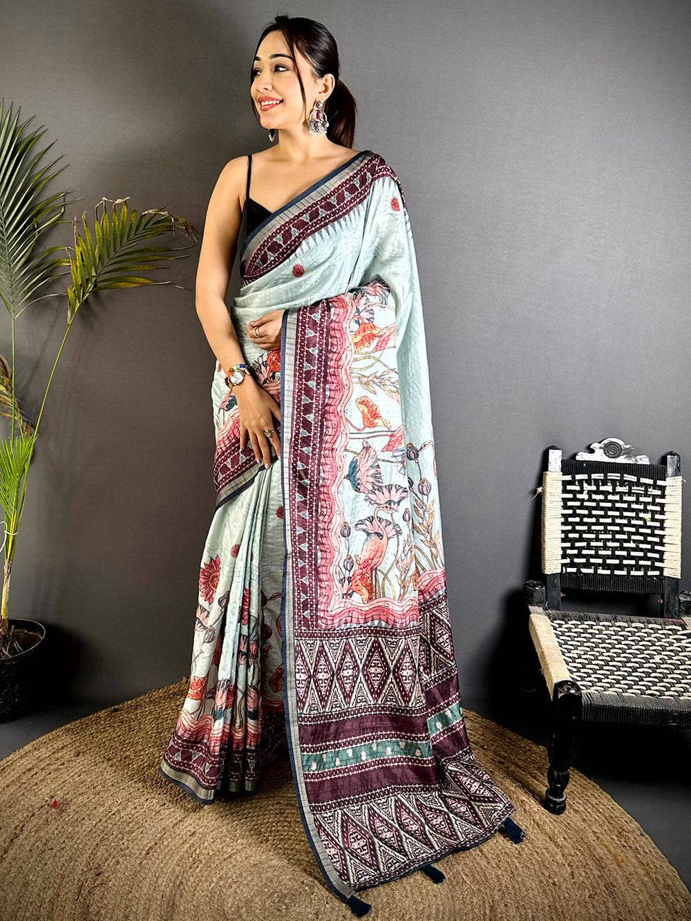 Royal Slub Ghicha  Ikkat Saree