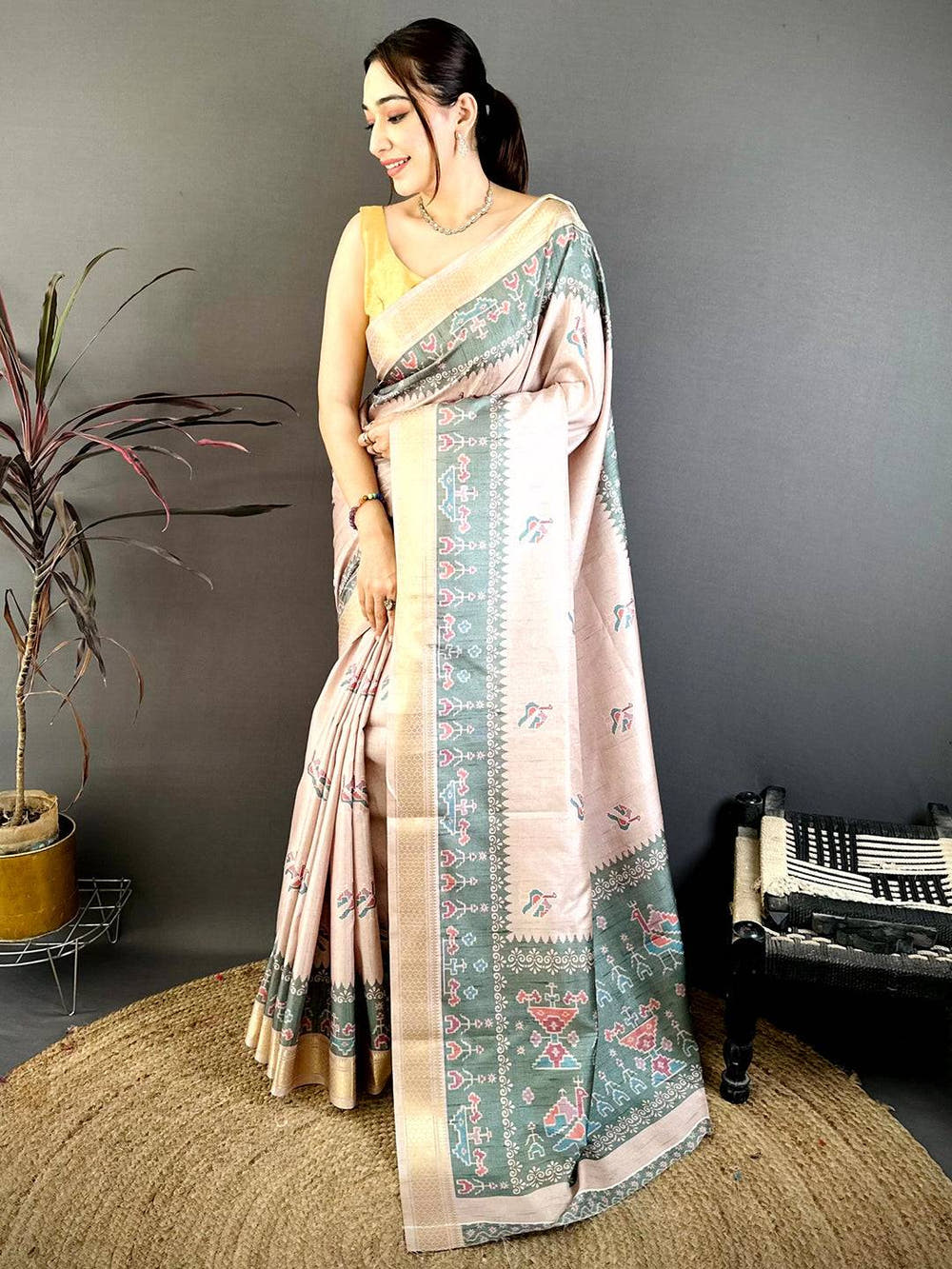 Royal Patola Print Tussar Ghicha Saree