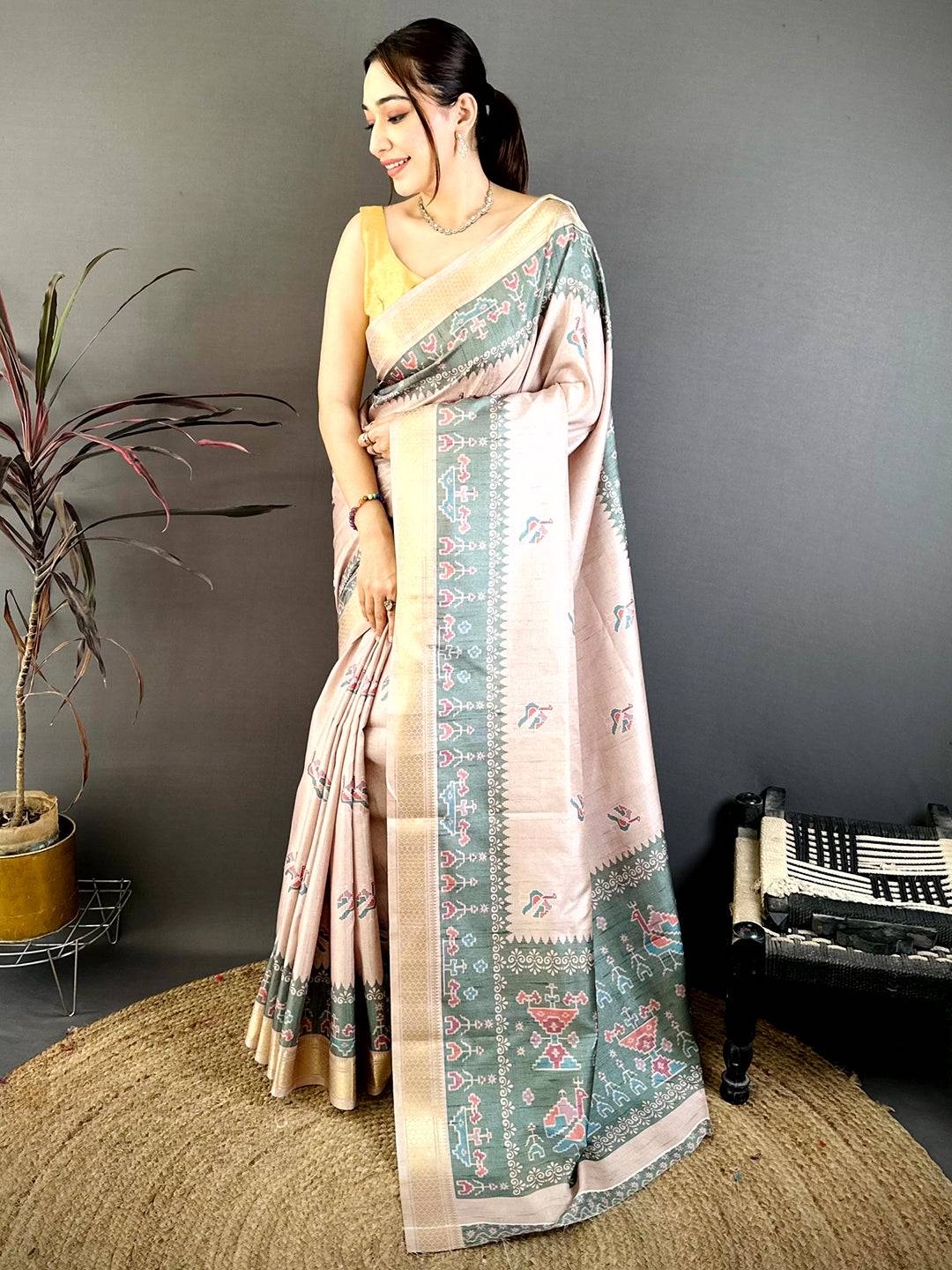Royal Patola Print Tussar Ghicha Saree