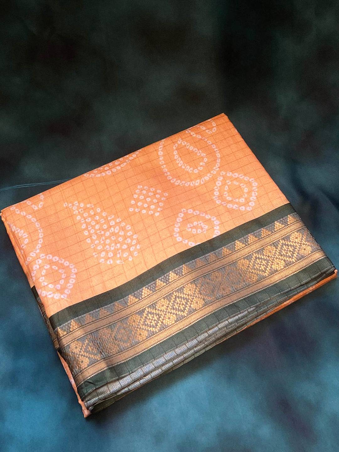 Soft Silk Orange Colour Bandhej Digital Print Saree