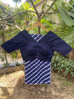 Navy Georgette Leheriya Print Stone Work Saree