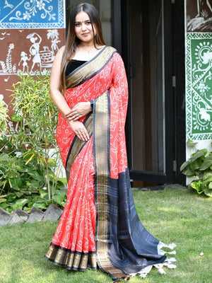 Fine Crafted Soft Silk Bandhej Print Saree
