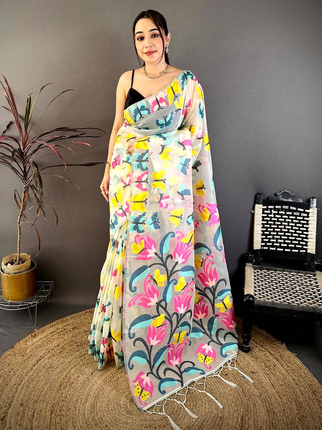 Royal Brasso Silk Minakari Resham Saree