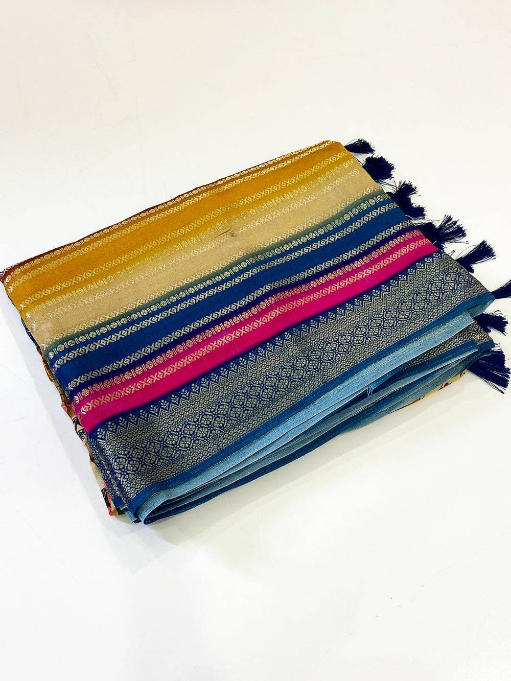 Radiant Soft Silk Kalamkari Zari Stripe Saree