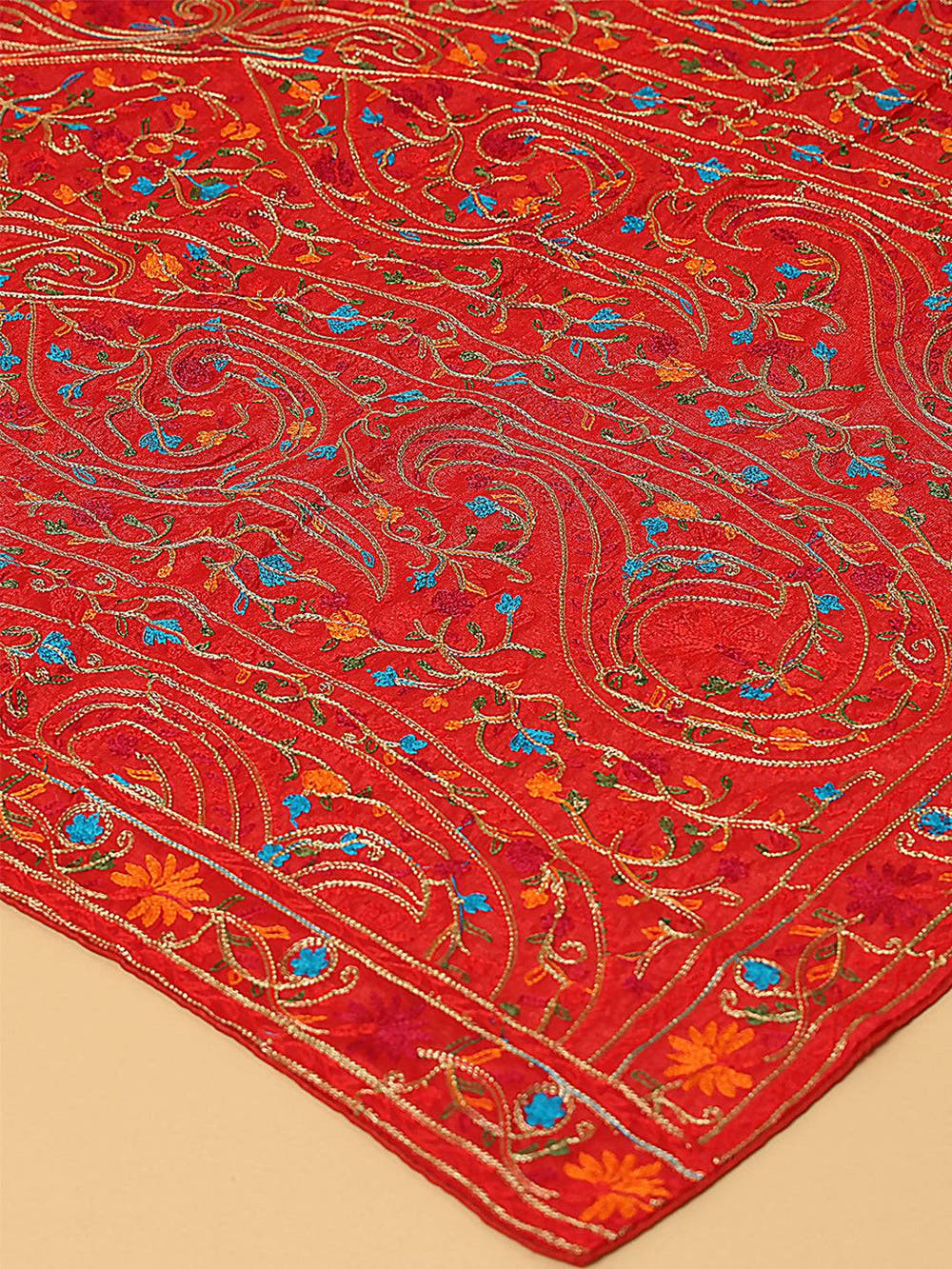 Red Floral Paisley Mix Pashmina Dupatta