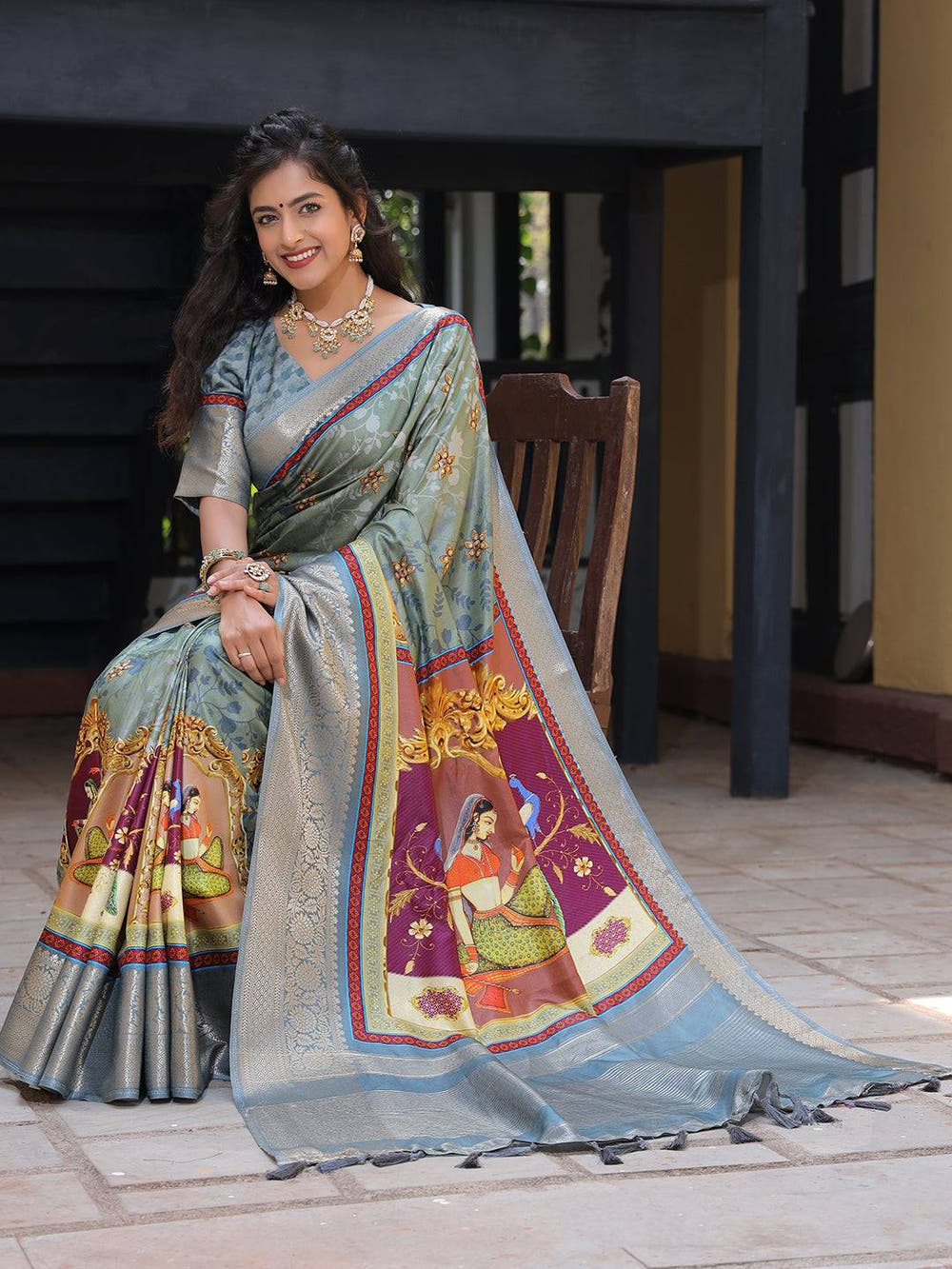 Pure Viscose Dola Silk Saree With Zari Weaving Pallu In Light Blue Colour - Luxe