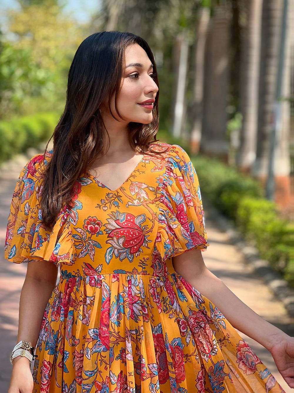 Honey Yellow Chints Flower Dress