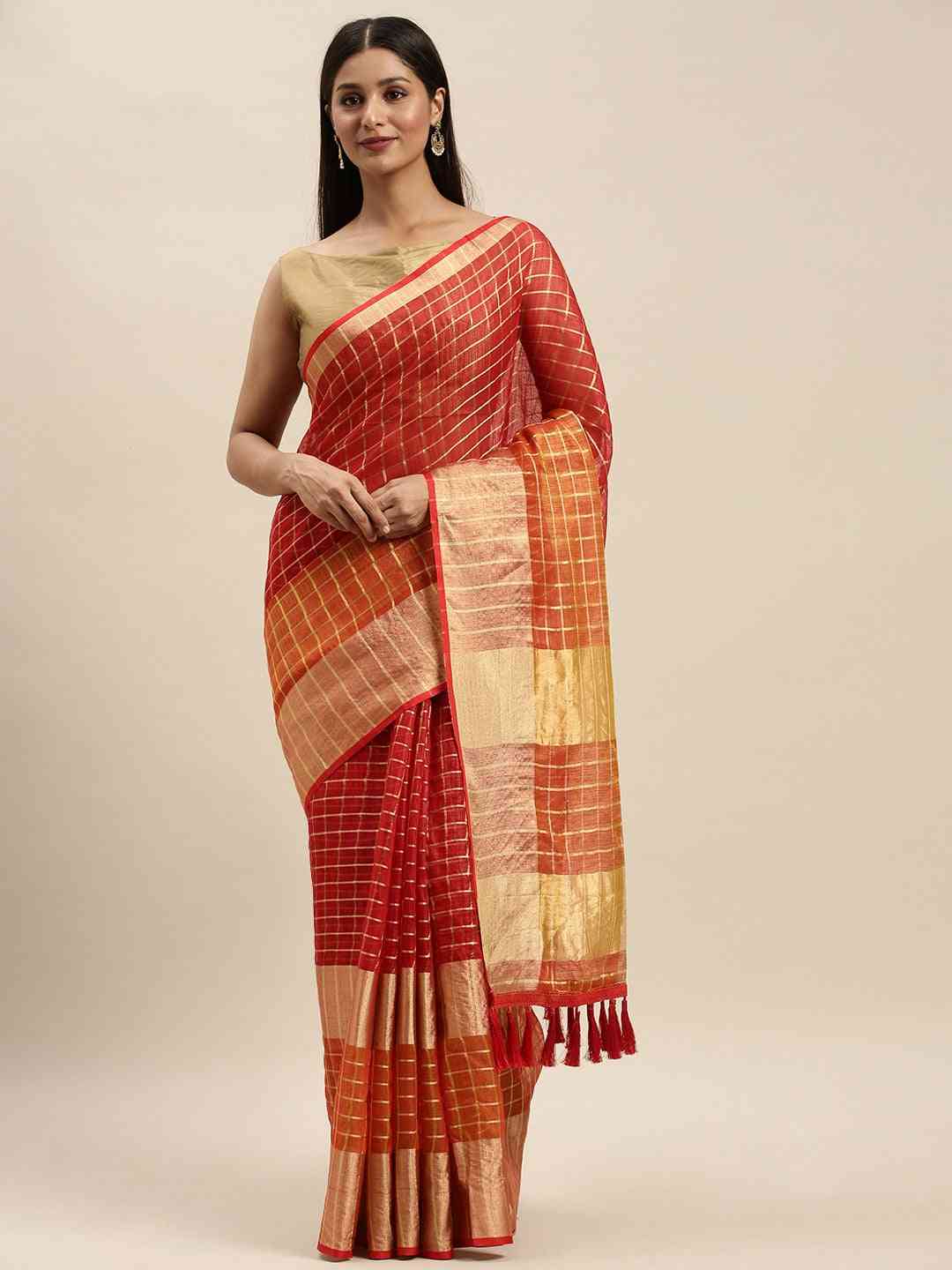 Exclusive Kota Doria Zari Butti Festive Wear Saree