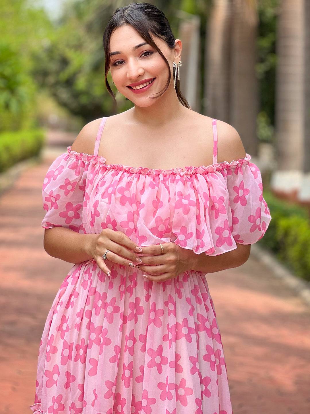 Serene Rosette Flower Dress