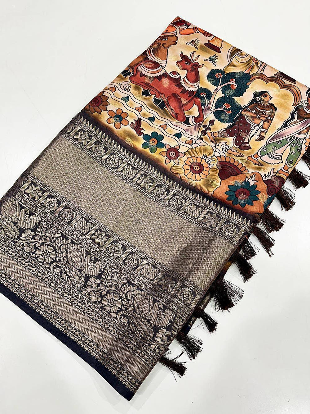 Heritage Bloom Kalamkari Silk Saree