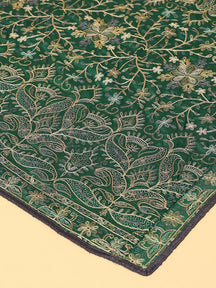 Dark Green Gold Fine Jaal Pashmina Dupatta