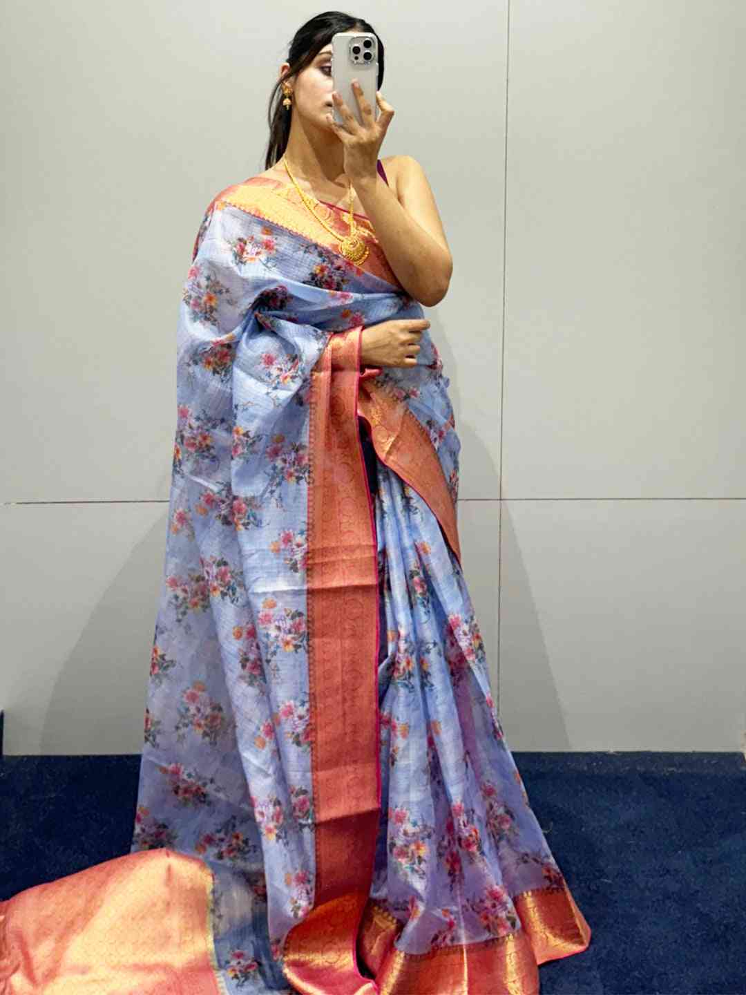 Light Purple Colour Digital Floral Print Kota Silk Saree