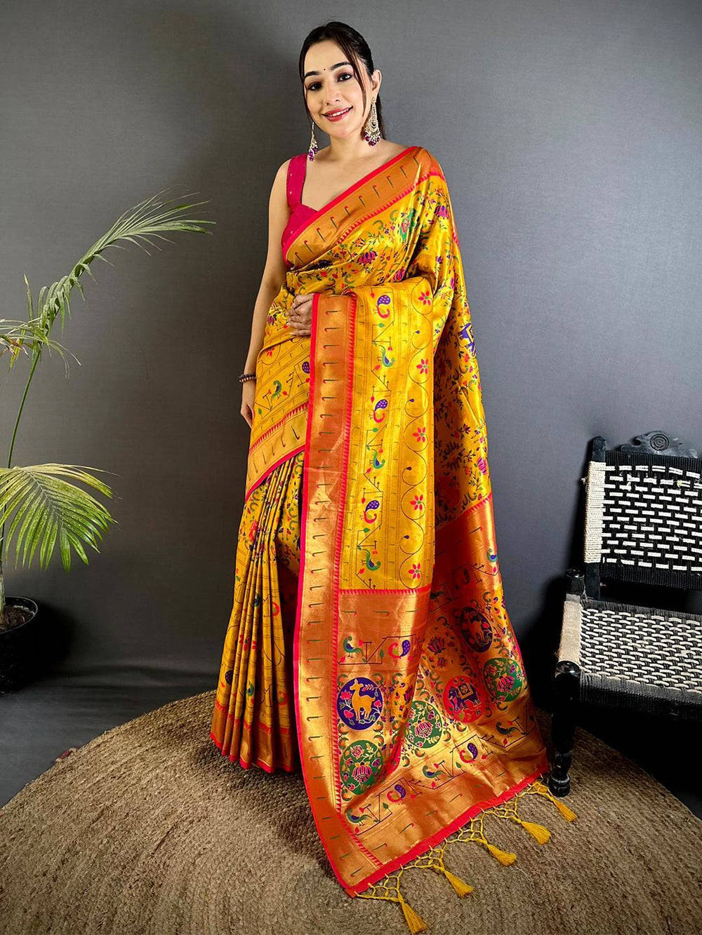 Yellow Patola Motif Soft Silk Saree