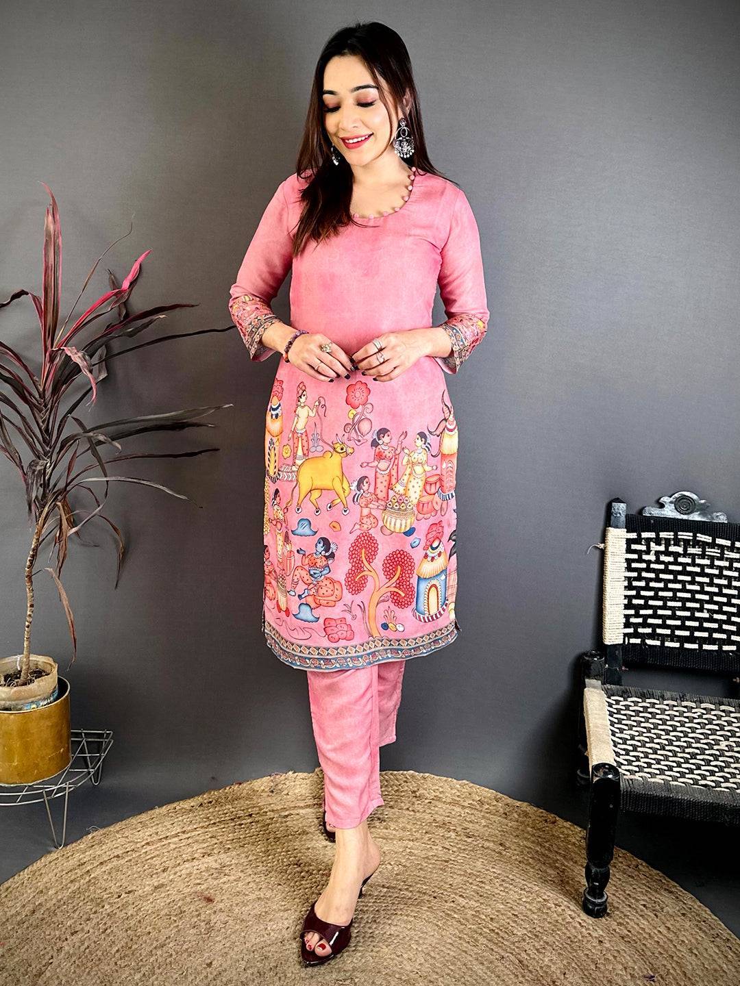 Artistic Kalamkari Print Cotton Kurti