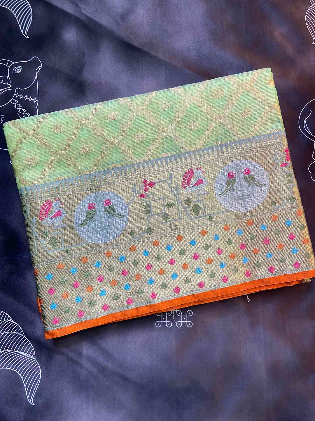 Stunning Kota Doria Soft Silk Minakari Patola Weaving Saree