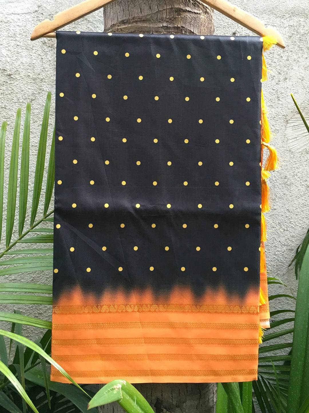 Pichwai Print Black Silk Saree