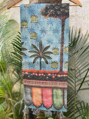 Grey Kota Doriya Silk Saree With Floral Print