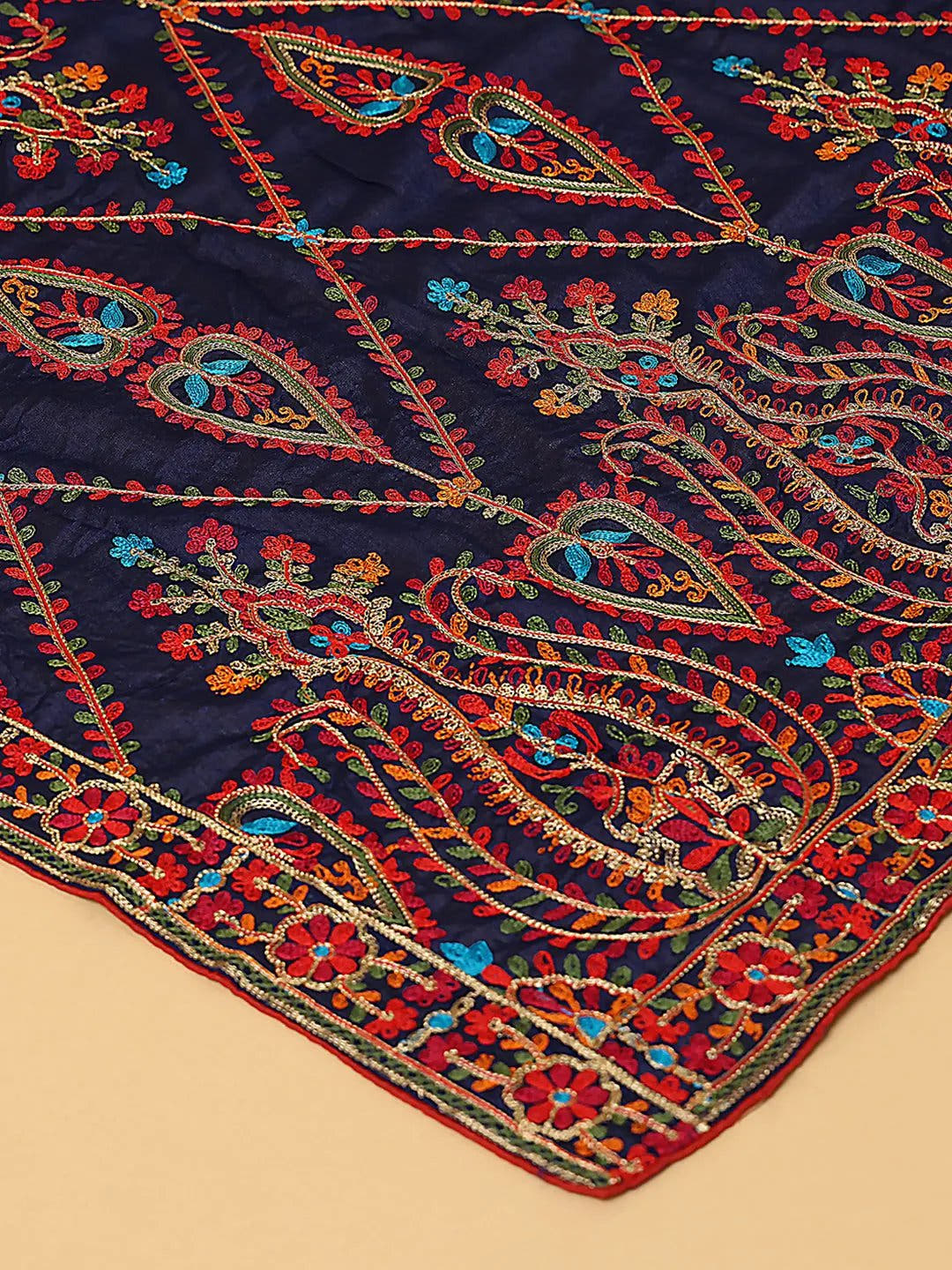 Navy Geometric Zigzag Pashmina Dupatta