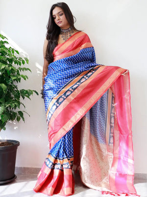 Exclusive Gadwal Border Ikkat Print Saree
