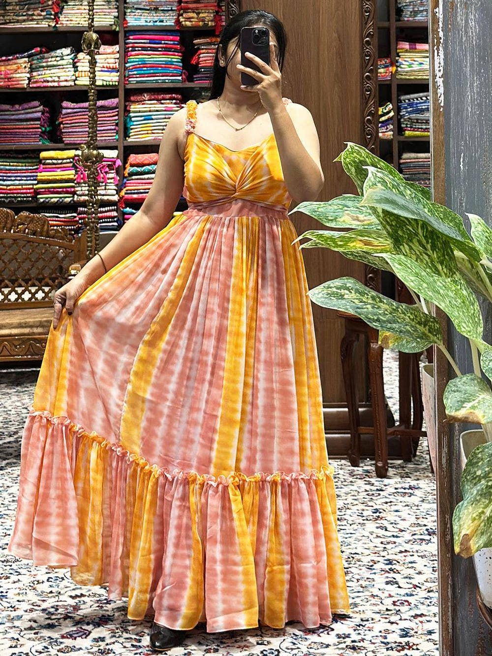 Daisy Yellow Batik Print  Dress