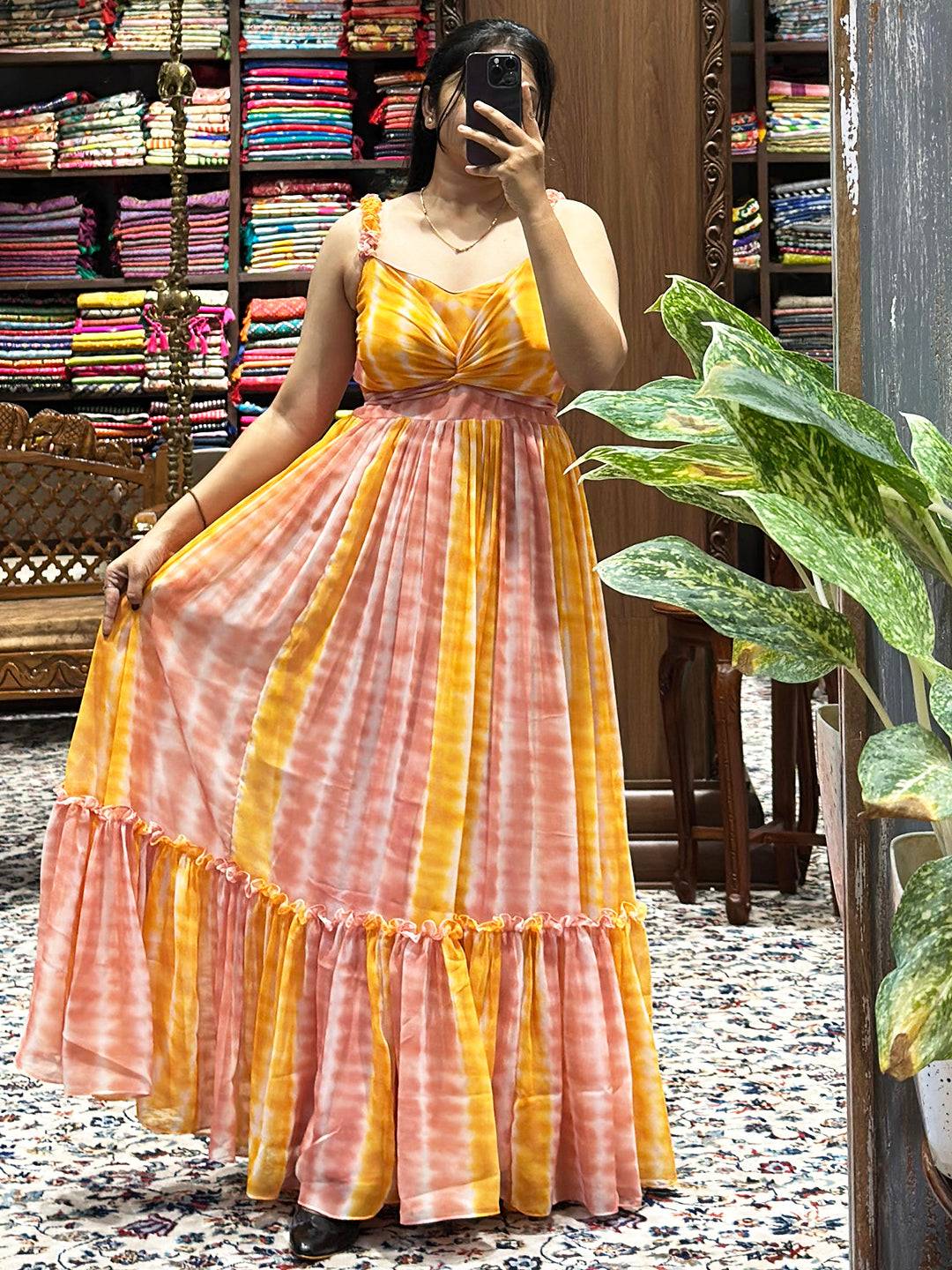 Daisy Yellow Batik Print  Dress