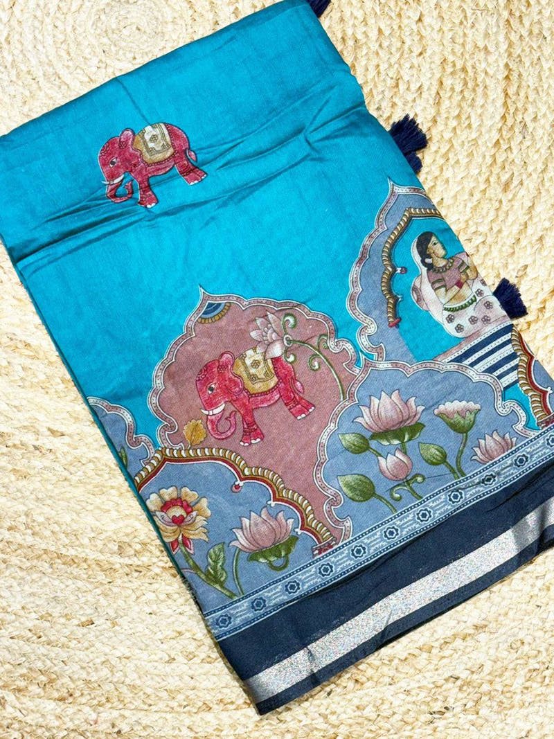 Rama Mul Kalamkari Printed Saree