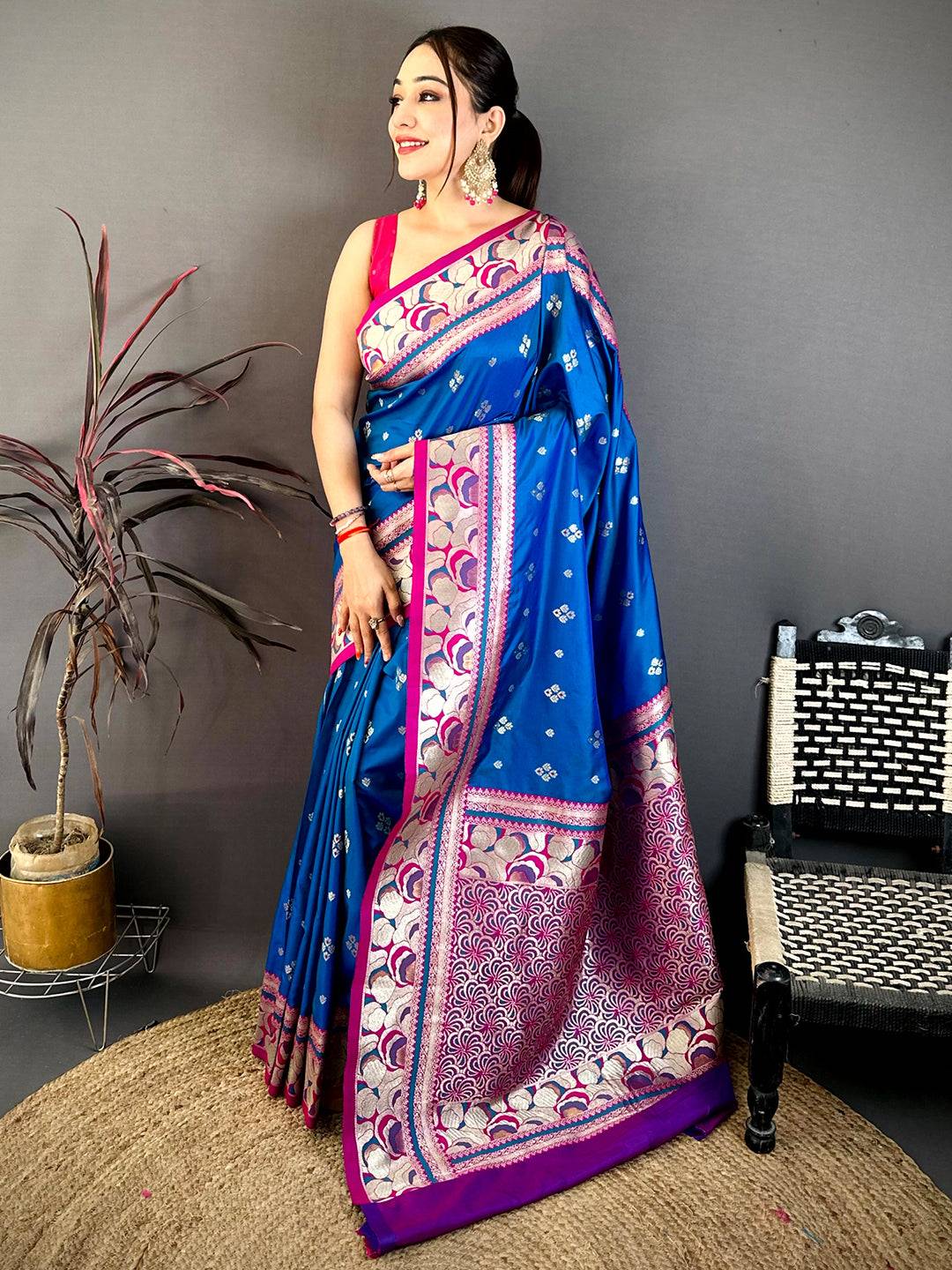 Royal Blue Soft Silk Kanjivaram Saree