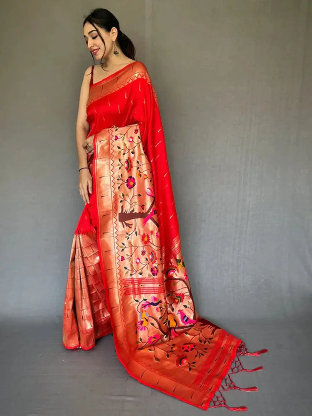 Royal Red Paithani Big Border Zari Woven Saree