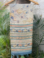 Sky Blue Soft Kota Doriya Silk Saree With Flower Kalamkari Print