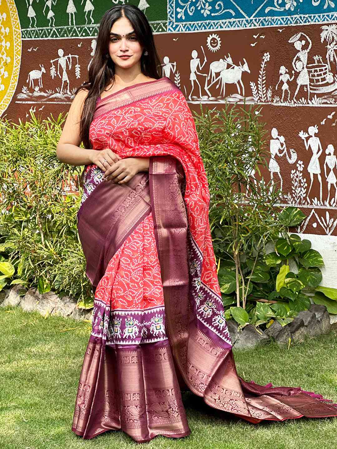 Soft Silk Bandhej Digital Printed Saree