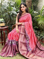 Soft Silk Bandhej Digital Printed Saree