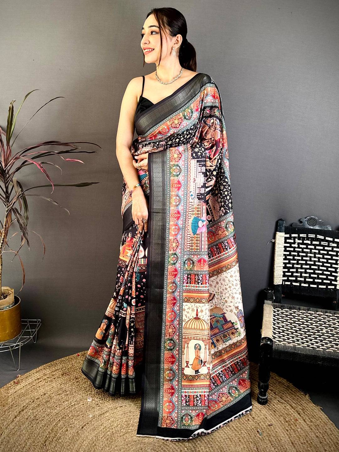 Royal Pashmina Print Tussar Ghicha Saree