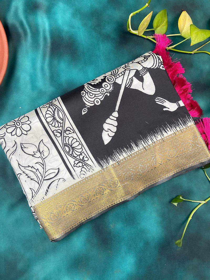 Stunning Kalamkari and Block Print Work Saree