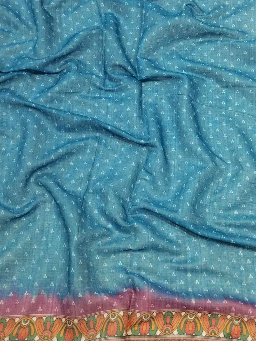 Blue Colour Design Linen Saree with Bandhej and kalamkari Digital Print