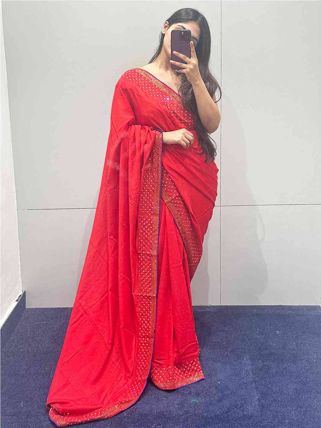 Red Colour Vichitra Silk Saree