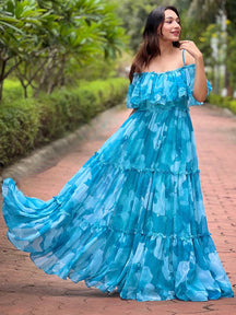 Sky Mist Floral Maxi Dress