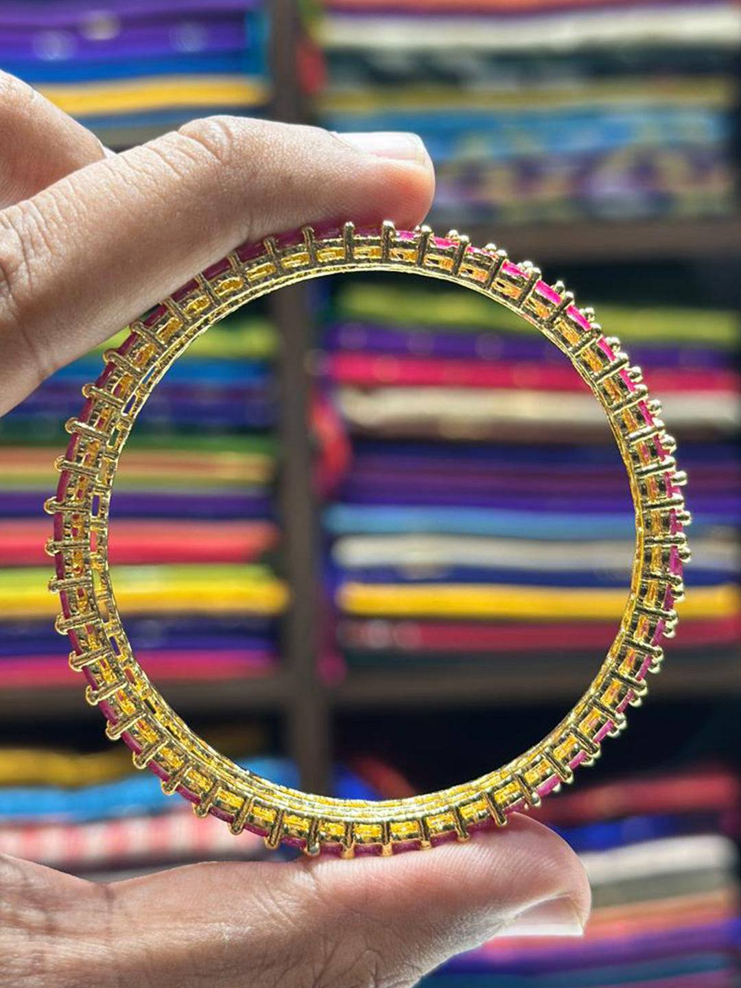 Classic  Ruby  Line  Gold  Bangle