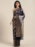 Banarasi Navy Colour Woven Design Silk Saree