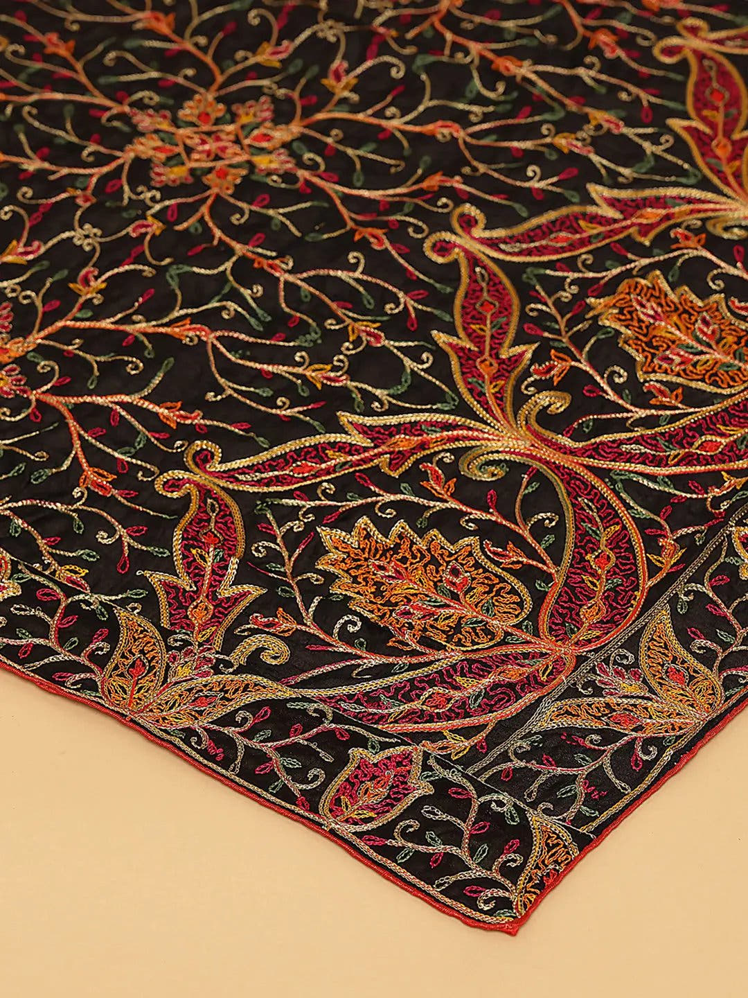 Black Brown Rust Paisley Pashmina Dupatta