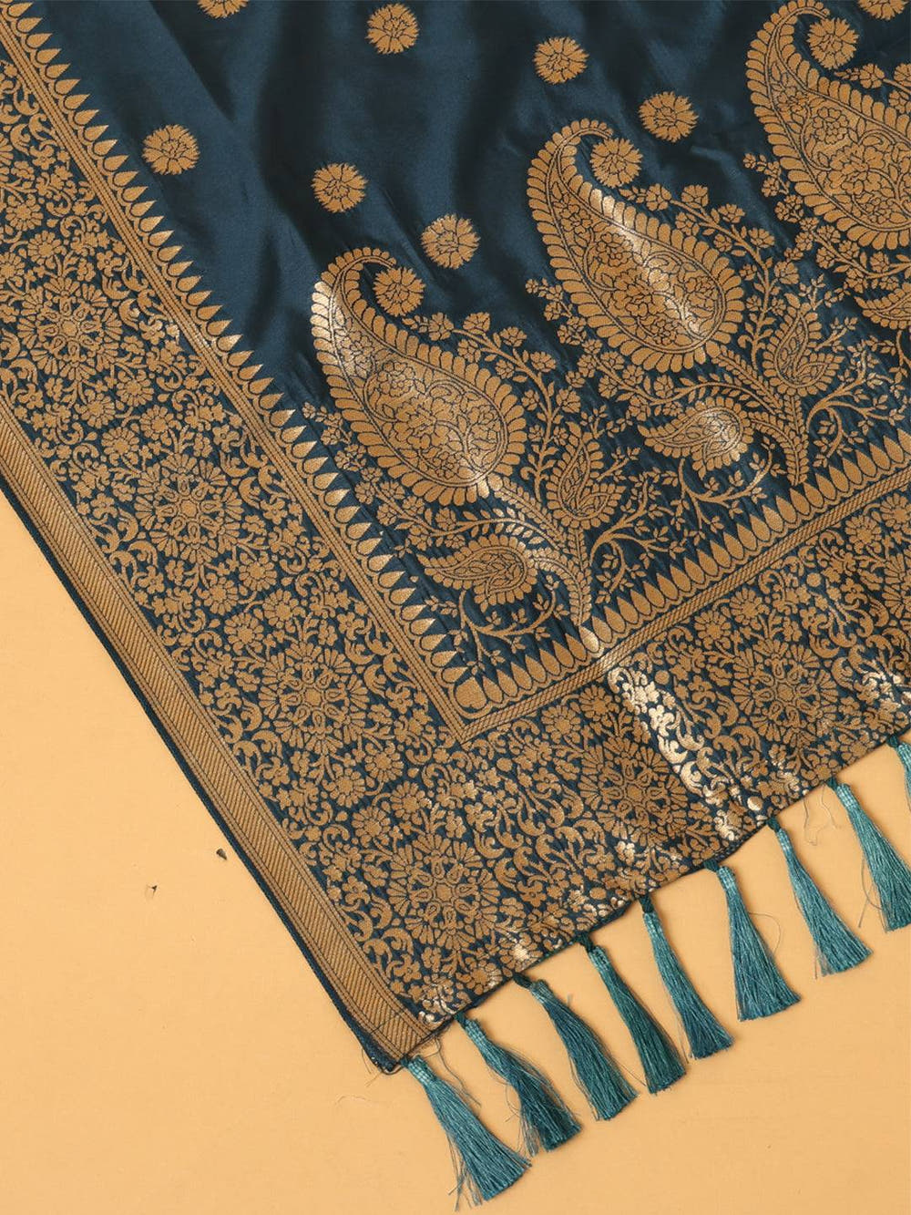 Silk Blend Woven Teal Colour Design Dupatta