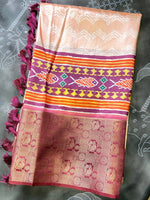 Light Orange Geometric Silk Saree