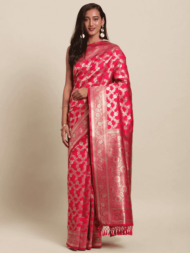 Pink Colour Pure Banarasi Silk Zari Woven Design Saree