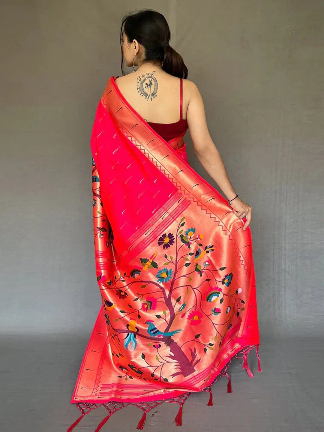 Pink Paithani Big Border Zari Woven Saree